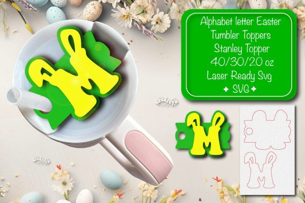 Easter tumbler topper svg Alphabet Letter laser cut Easter Glowforge Laser ready Easter Name plate Letter M Online Hot Sale