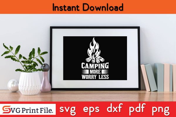 CAMPING MORE WORRY LESS Camping SVG PNG Craft Cut File Sale - Image 2