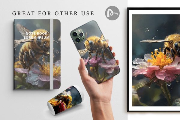 Digital Paper Bee and Flower Online now - Image 2