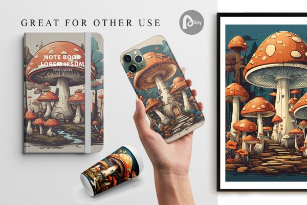 Digital Paper Vintage Mushroom Forest For Cheap - Image 2
