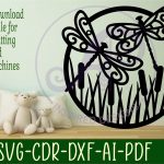 Dragonflies wall art sign, SVG file. vector file Online now - Image 2