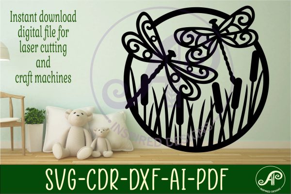 Dragonflies wall art sign, SVG file. vector file Online now - Image 2