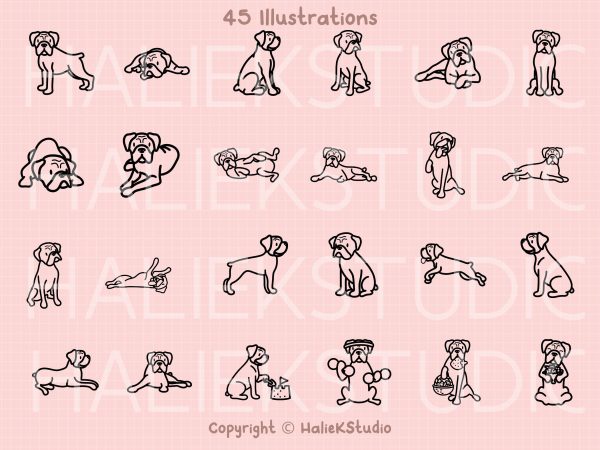 Cute Boxer Dog SVG Design Set For Sale - Image 2