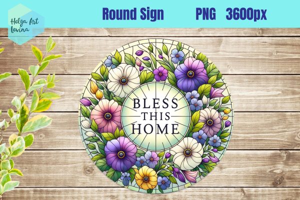 Religious Round Sign Sublimation | Bless this Home For Sale