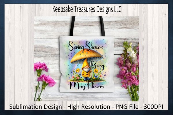 Spring Showers Bring May Flowers, Sublimation PNG Design, Spring Home Decor, Spring T-Shirt Design, Printable PNG, Digital Download For Cheap - Image 5