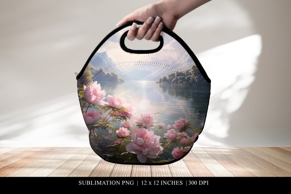 Floral Lunch Bag Design, Sublimation PNG Sale