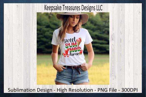 Sweet Summer Time Watermelon Sublimation PNG Design, Summer T-Shirt, Patio Summer Pillow, Summertime Home Decor, Digital Download Online - Image 2
