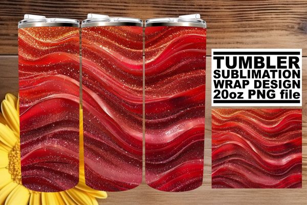 Shimmering Red Glitter Pattern Tumbler Wrap Art Online now