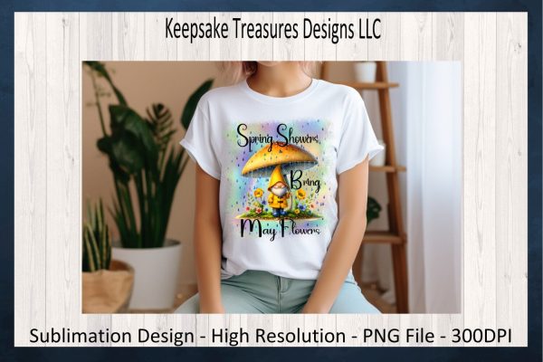 Spring Showers Bring May Flowers, Sublimation PNG Design, Spring Home Decor, Spring T-Shirt Design, Printable PNG, Digital Download For Cheap - Image 2