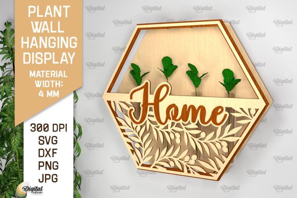 Plant Wall Hanging Display SVG Bundle. Wall Planter Laser Cut For Sale - Image 4
