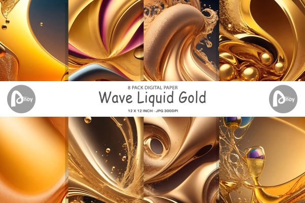 Digital Paper Wave Liquid Gold For Cheap