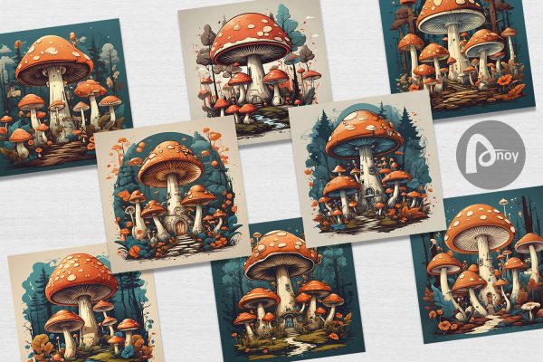 Digital Paper Vintage Mushroom Forest For Cheap - Image 3