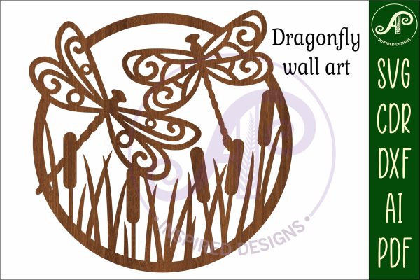 Dragonflies wall art sign, SVG file. vector file Online now - Image 3