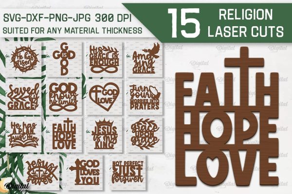 Religion Laser Cut Bundle. Wall Decor SVG Laser Cut Supply