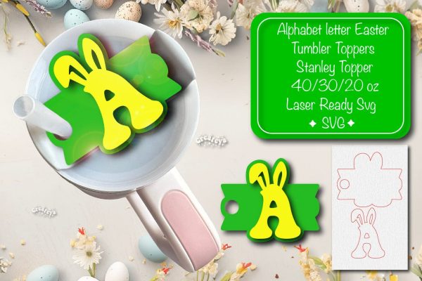 Easter tumbler topper svg Alphabet Letter laser cut Easter Glowforge Laser ready Easter Name plate Letter A Online Hot Sale