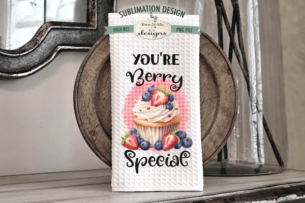 Berry Cupcakes Kitchen Towel Sublimation Designs - Berry Good, Berry Special Online Sale - Image 2