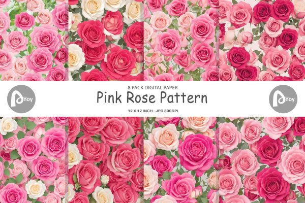 Digital Paper Pink Rose Pattern Online
