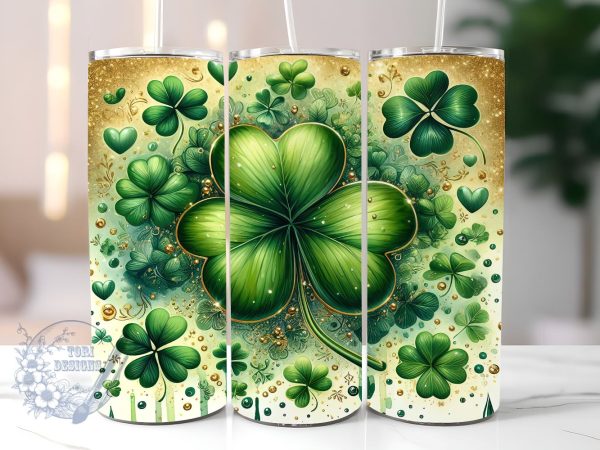 St Patrick s Shamrock 20oz Skinny Tumbler, St Patrick s Day Tumbler Png, Straight & Tapered Tumbler Wrap, Instant Digital Download For Discount
