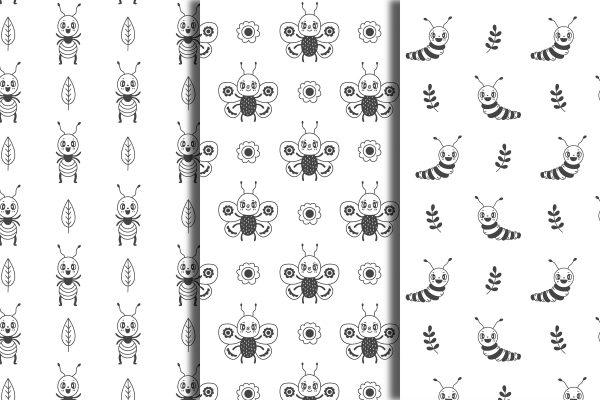 Retro Insects Doodle Seamless Patterns Online - Image 2