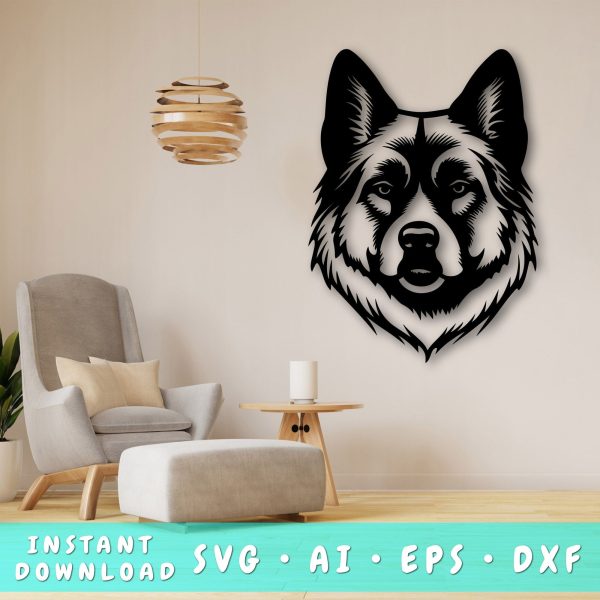 Akita Laser SVG Cut File, Akita Glowforge File, Akita DXF, Akita Wall Art SVG Online now