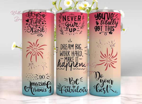 Positive Affirmation Tumbler Wrap, Inspirational Quotes, Positive Quotes, 20 oz Skinny Tumbler Sublimation Designs Downloads PNG For Cheap