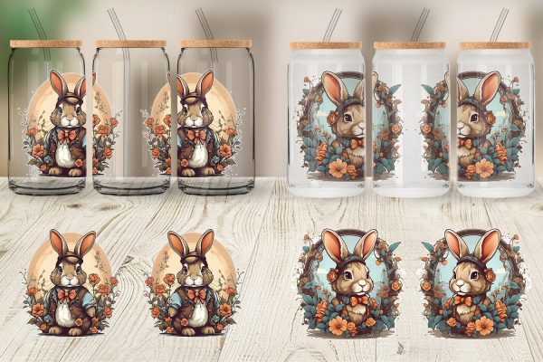 Glass Can Wrap Bunny and Flower on Sale - Image 2