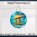 Spring Showers Bring May Flowers, Spring Gnome Wreath Attachment, Sublimation PNG Template, Spring Home Decor, Digital Download Online Hot Sale - Image 2