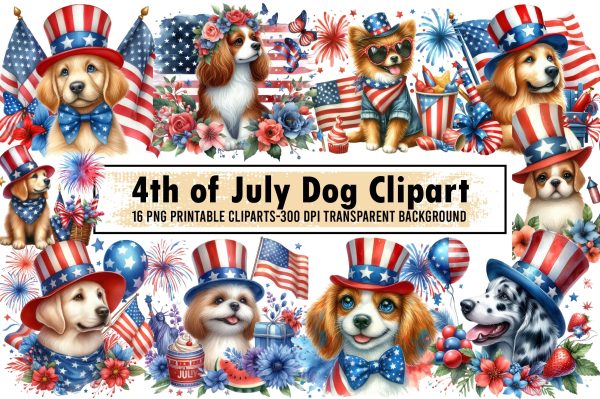 4th of July Dog Clipart Sale