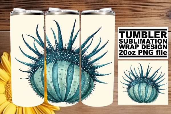 Beachfront Bliss Tumbler Design, Summer Sublimation Wrap, 20oz, Coastal Fish Art, Watercolor Ocean Supply