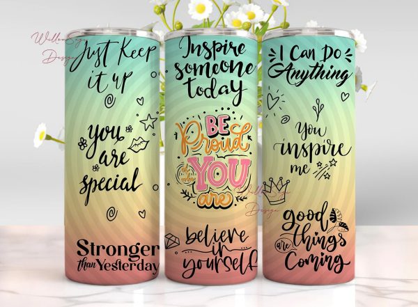 Positive Affirmation Tumbler Wrap, Inspirational Quotes, Positive Quotes, 20 oz Skinny Tumbler Sublimation Designs Downloads PNG Cheap