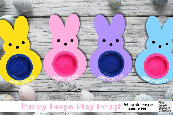 Printable Play Dough Easter Bunny Marshmallow Peeps Digital Paper Playdoh Cards Discount