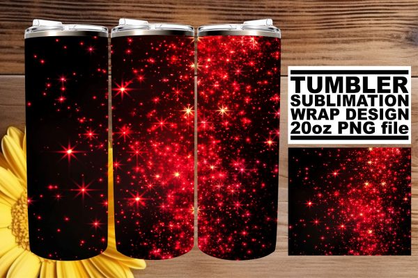 Glamorous Red Glitter Pattern Tumbler Wrap Design Hot on Sale