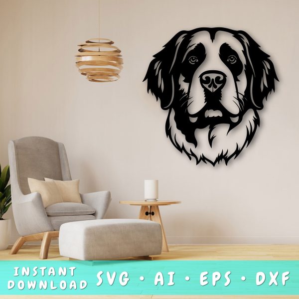 St. Bernard Laser SVG Cut File, Saint Bernard Glowforge File, St. Bernard DXF, St. Bernard Wall Art SVG Fashion