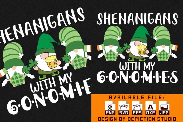 Shenanigans With My Gnomies T-Shirt, St.Patrick s Day Gnome Shirt, Saint Patrick s Day Gnome Shirt Print Template For Discount - Image 2