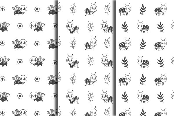 Retro Insects Doodle Seamless Patterns Online - Image 3