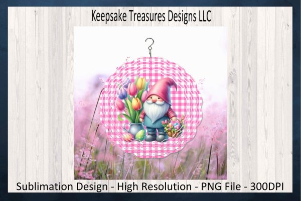 Spring Gnome Wind Spinner Sublimation Design Template, Gnome Wind Spinner, Spring Wind Spinner PNG, Spring Patio Décor, Digital Download Online Sale - Image 2