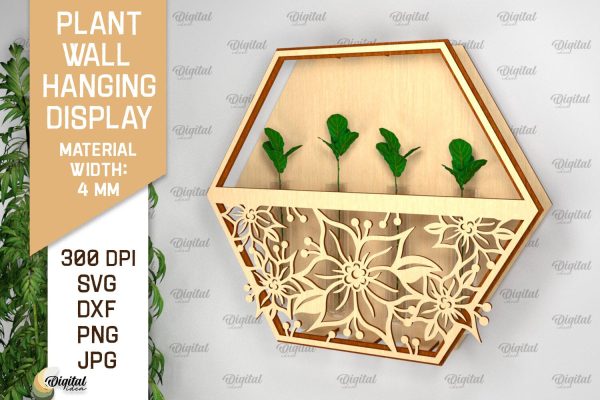Plant Wall Hanging Display SVG Bundle. Wall Planter Laser Cut For Sale - Image 5