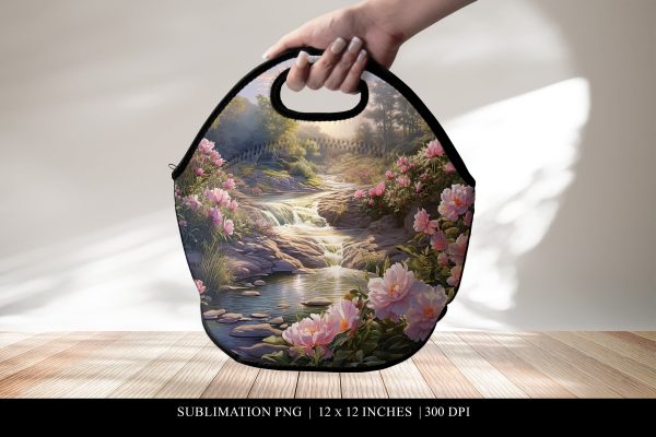 Neoprene Lunch Bag Sublimation Design, Floral Creek Cheap