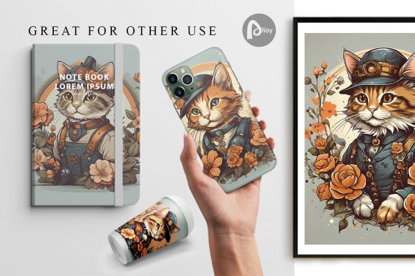 Digital Paper Steampunk Cat Cheap - Image 2