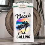 Beach Palm Trees Sublimation Design for Kitchen Towels - Meet Me At The Beach - The Beach Is Calling Supply - Image 3