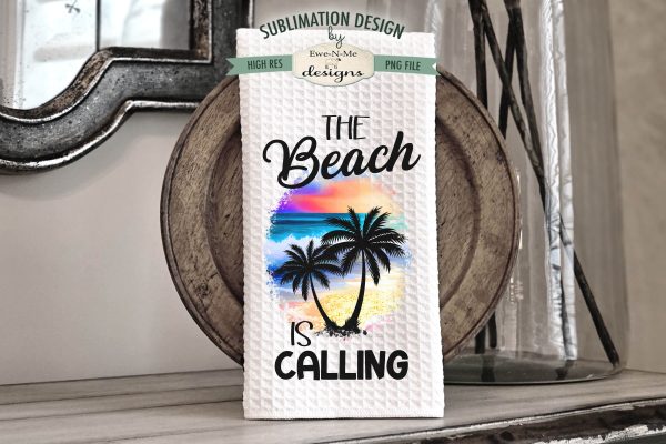 Beach Palm Trees Sublimation Design for Kitchen Towels - Meet Me At The Beach - The Beach Is Calling Supply - Image 3