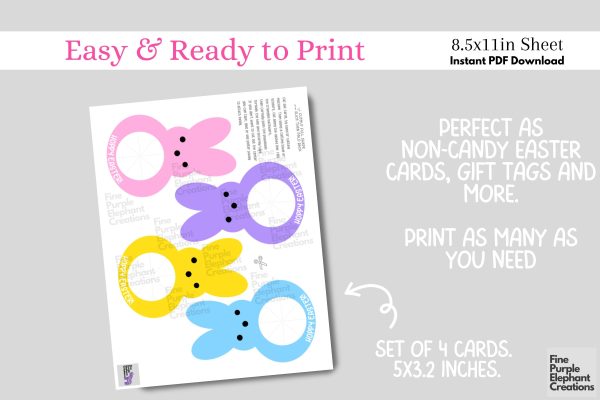 Printable Play Dough Easter Bunny Marshmallow Peeps Digital Paper Playdoh Cards Discount - Image 2