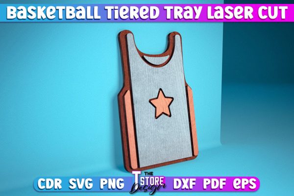 Basketball Tiered Tray Laser Cut | Tiered Tray Laser Cut Design | CNC Files Online Sale