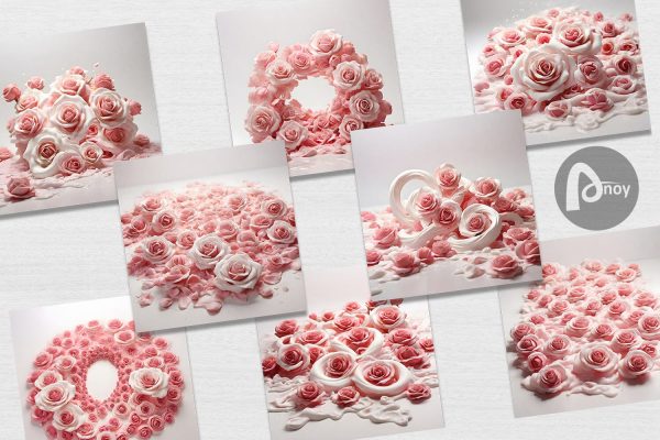 Digital Paper Pink Roses Flower Fashion - Image 3