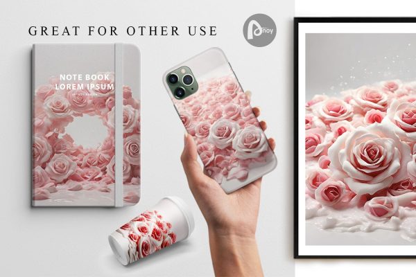 Digital Paper Pink Roses Flower Fashion - Image 2