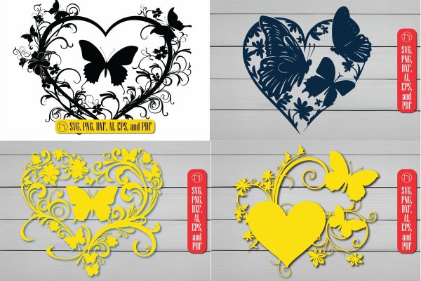 Cricut Floral Heart Butterfly SVG Bundle Supply