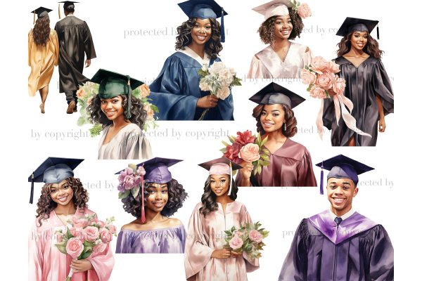 Graduation Black Girl Clipart | Graduate Clipart PNG Online Hot Sale - Image 3