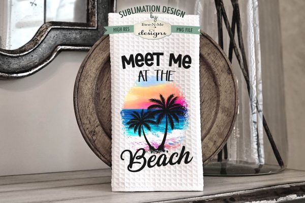 Beach Palm Trees Sublimation Design for Kitchen Towels - Meet Me At The Beach - The Beach Is Calling Supply - Image 2