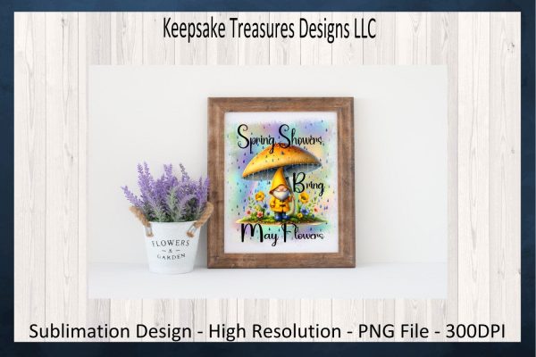 Spring Showers Bring May Flowers, Sublimation PNG Design, Spring Home Decor, Spring T-Shirt Design, Printable PNG, Digital Download For Cheap - Image 4