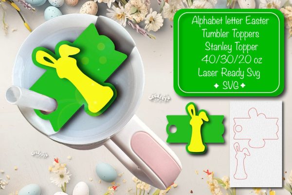 Easter tumbler topper svg Alphabet Letter laser cut Easter Glowforge Laser ready Easter Name plate Letter I Discount